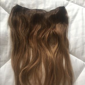 Halo style human hair extensions. 18”